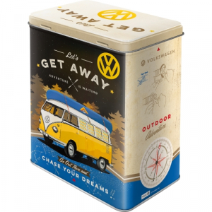 VW T1 Bulli Bus Retro Vorratsdose L Prägedruck Van Bus Volkswagen Kaffeedose Geschenk Idee- Let´s get away