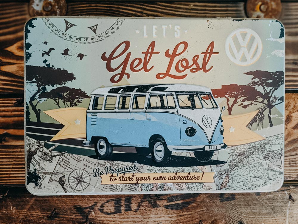 VW T1 Bulli Retro Vorratsdose Flach - Let´s get lost